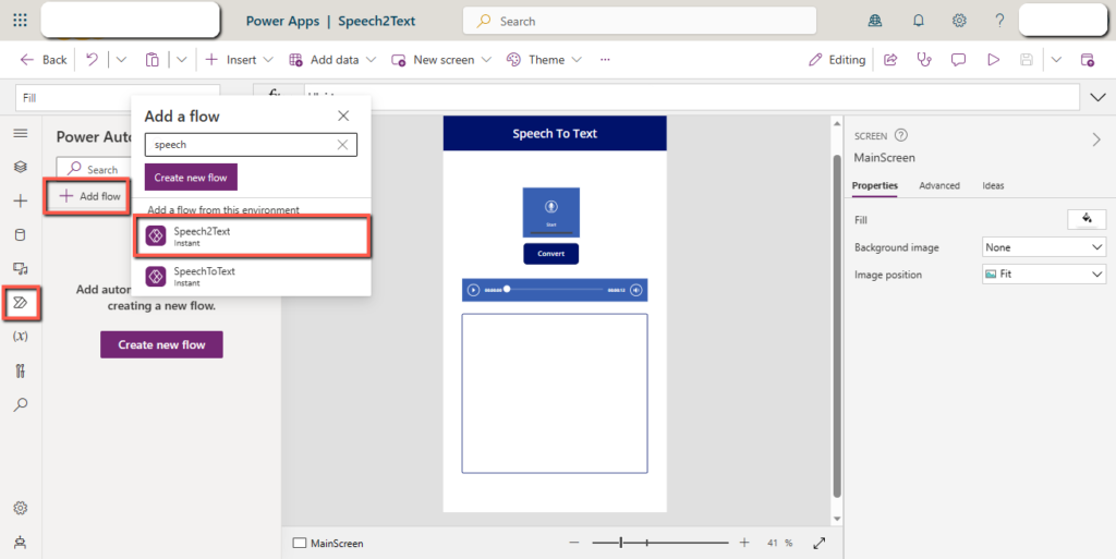 speech to text power platform