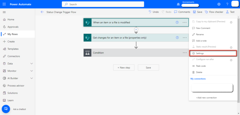 Trigger Power Automate flow when a column is modified