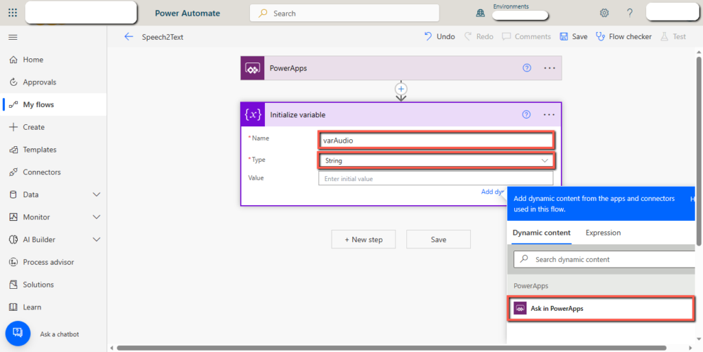 speech to text power platform