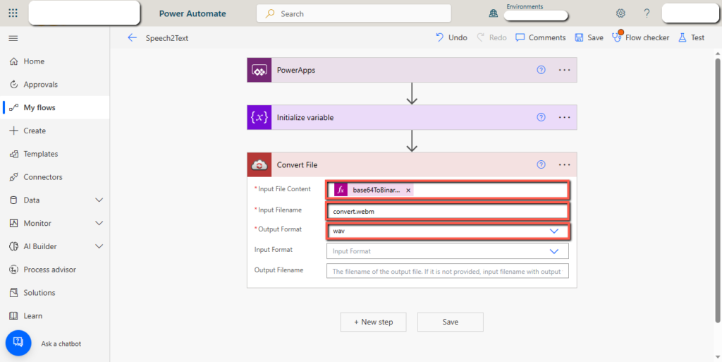 speech to text power platform