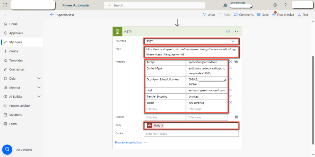 speech to text power platform