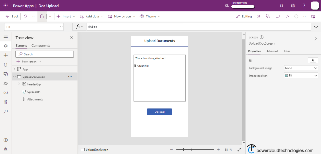 Add attachment control PowerApps