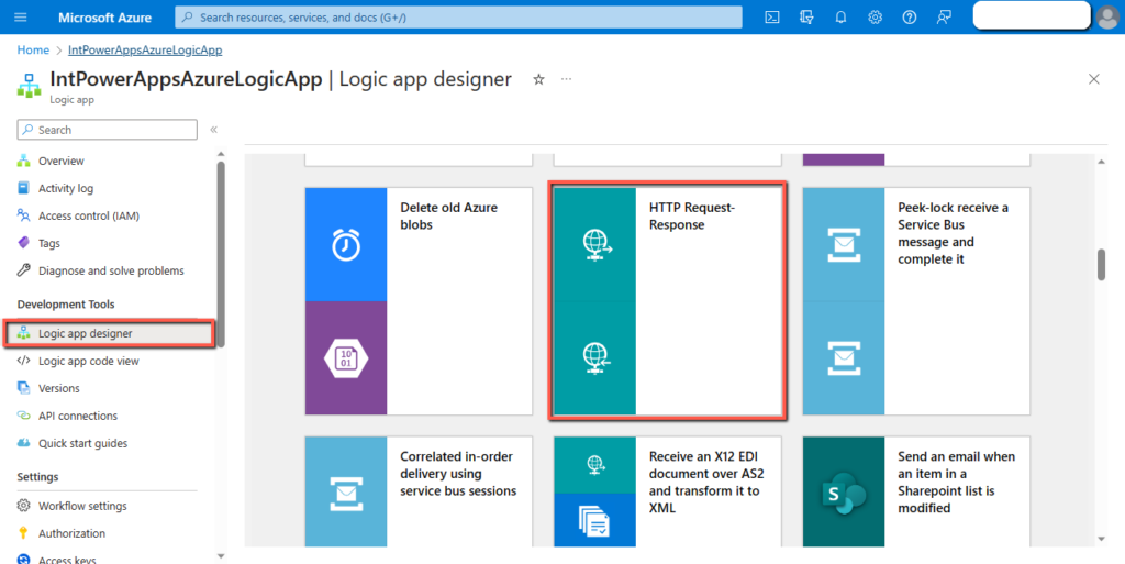 HTTP Template Azure Logic App