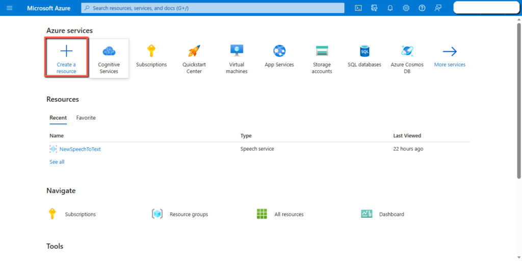 Create Azure Resource