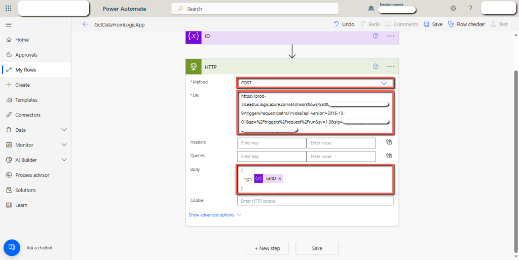 Power Automate HTTP Trigger action